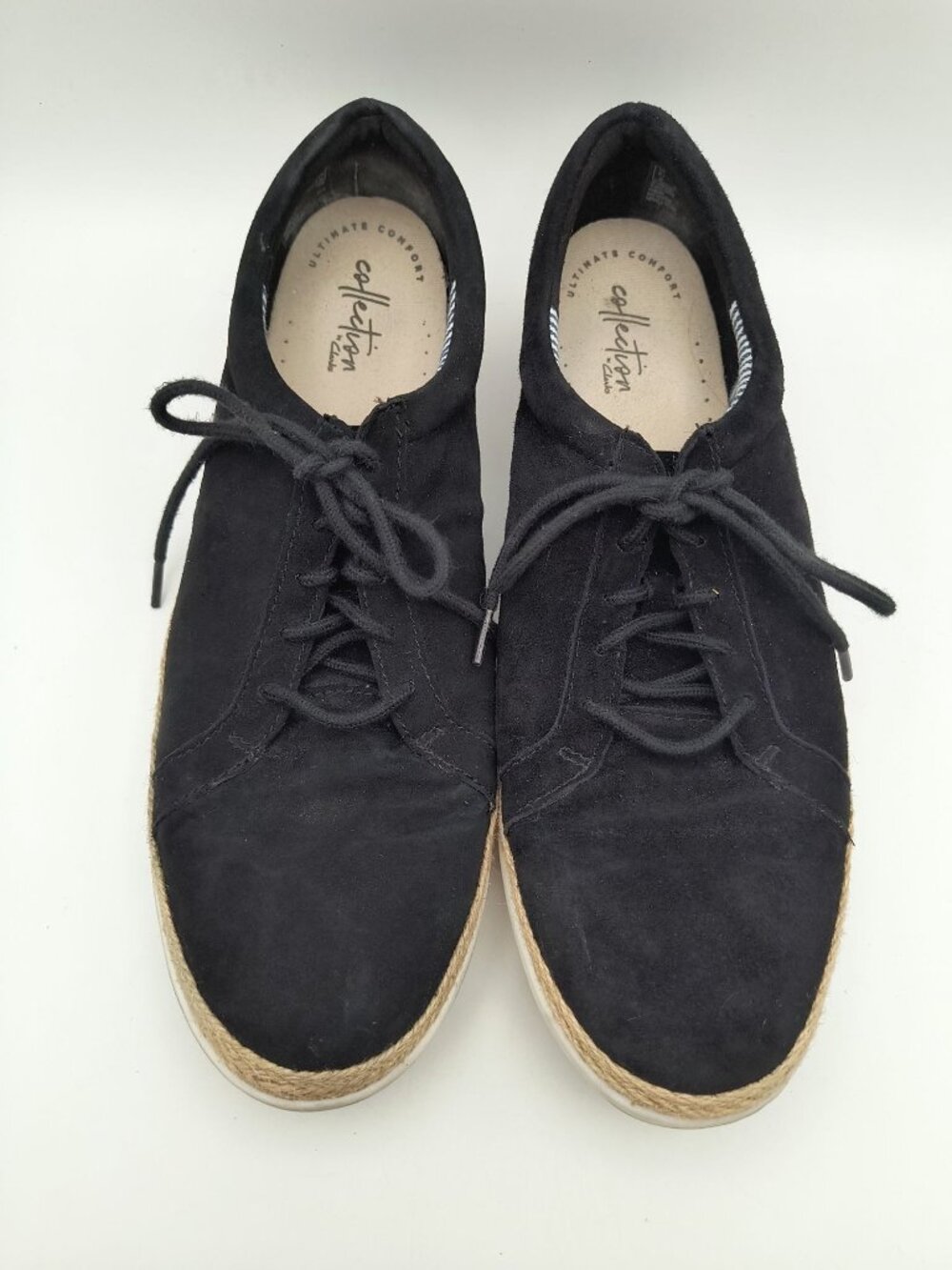 Black Clarks Marie Mist Collection by Clarks Espadrille Sneaker Suede Lace-Up Sh